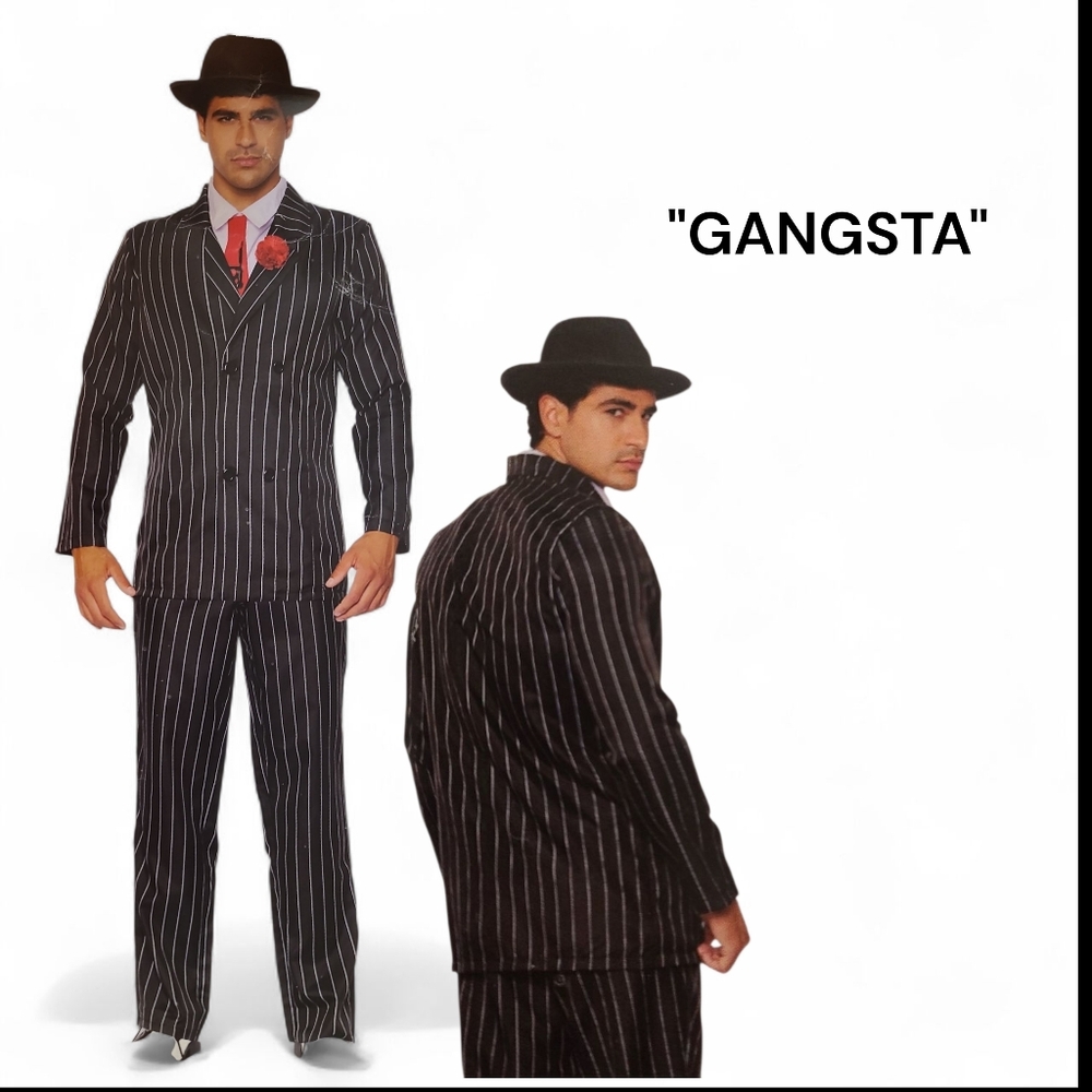 Men's Cosplay  Mobster Pin stripe  Suit 6 Pcs. Medium NEW